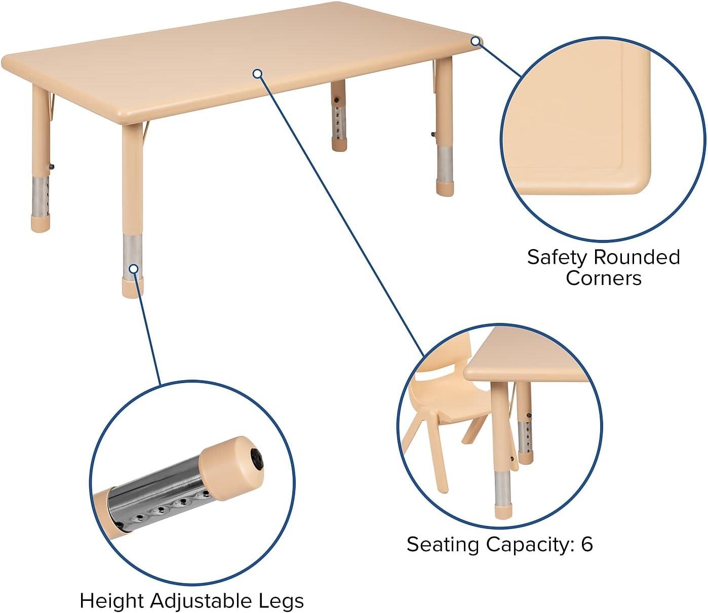 image:imageFlash Furniture Emmy 24W x 48L Rectangular Red Plastic Height Adjustable Activity Table Set with 4 ChairsNatural