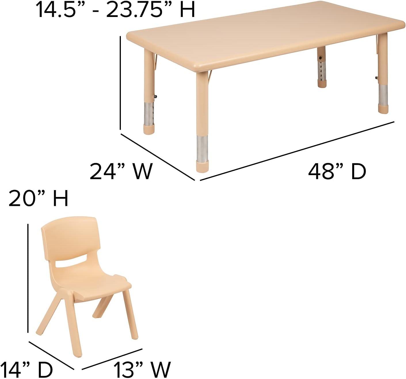 image:imageFlash Furniture Emmy 24W x 48L Rectangular Red Plastic Height Adjustable Activity Table Set with 4 ChairsNatural