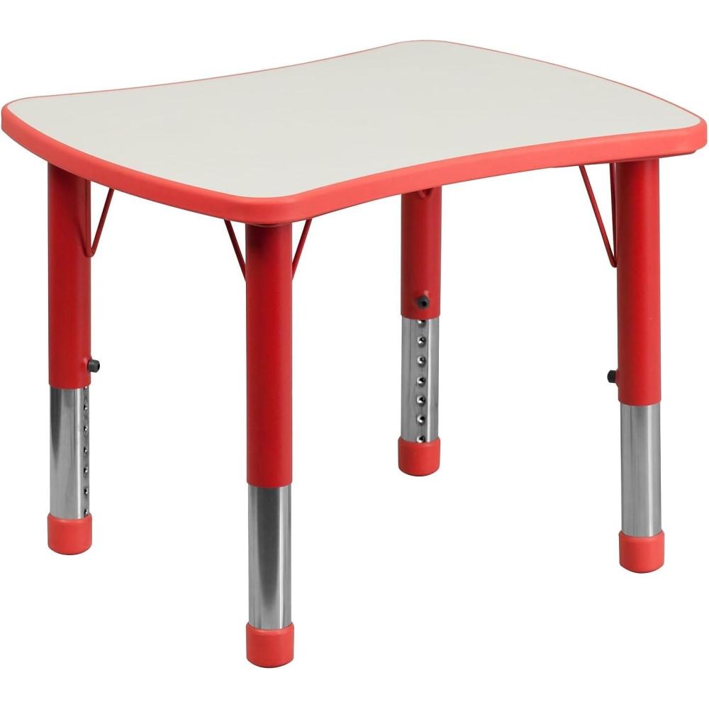 image:imageFlash Furniture 21875W x 26625L Rectangular Blue Plastic Height Adjustable Activity Table with Grey TopRed