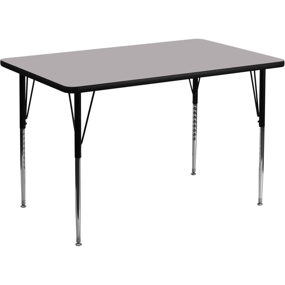 image:imageFlash Furniture Wren 36W x 72L Rectangular Red Thermal Laminate Activity Table Standard Height Adjustable LegsGrey