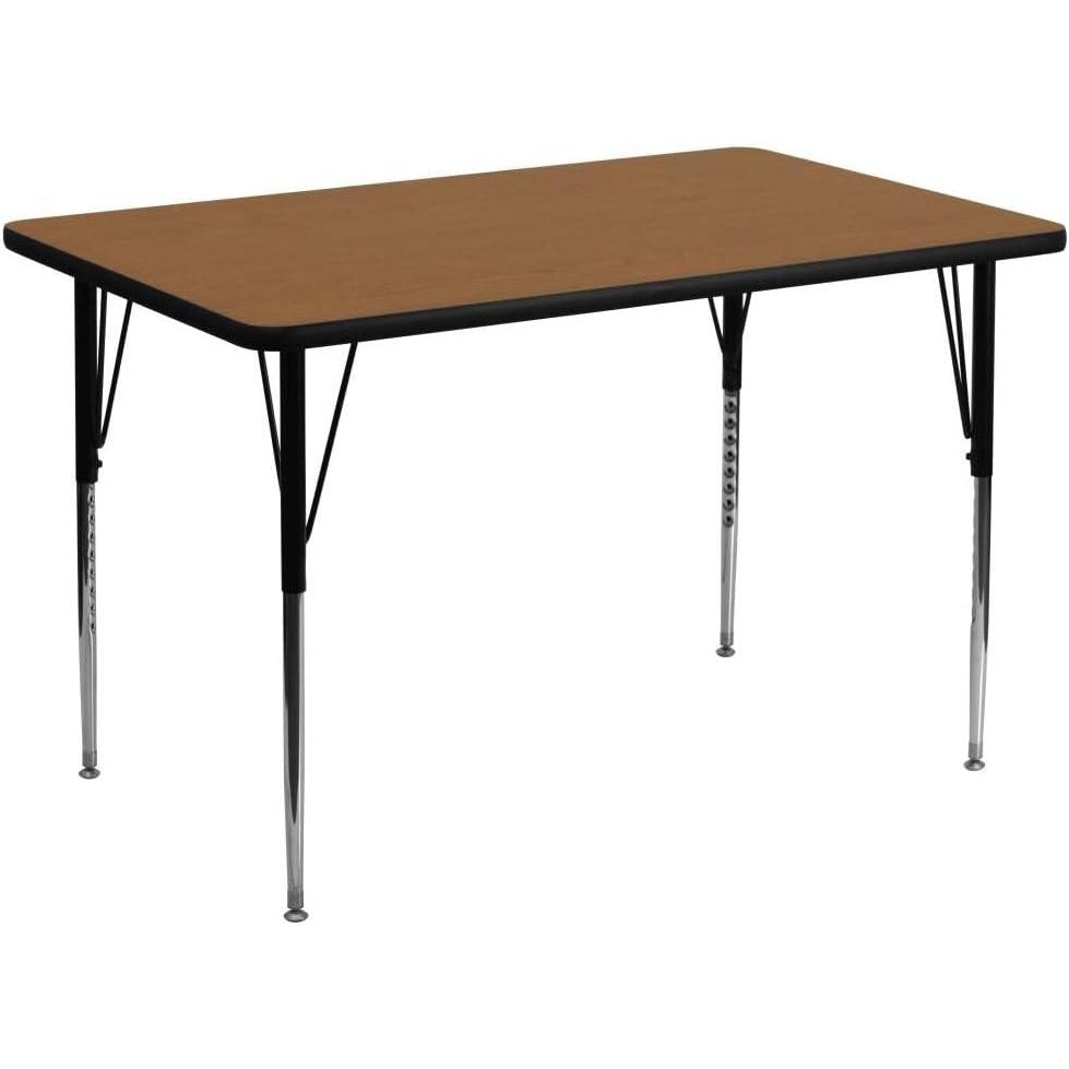 image:imageFlash Furniture Wren 36W x 72L Rectangular Red Thermal Laminate Activity Table Standard Height Adjustable LegsOak