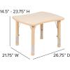 Flash Furniture 21.875”W x 26.625”L Rectangular Blue Plastic Height Adjustable Activity Table with Grey Top(Natural)