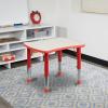 Flash Furniture 21.875”W x 26.625”L Rectangular Blue Plastic Height Adjustable Activity Table with Grey Top(Red)