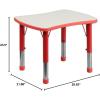 Flash Furniture 21.875”W x 26.625”L Rectangular Blue Plastic Height Adjustable Activity Table with Grey Top(Red)