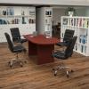 Flash Furniture 5 Piece Rustic Gray Oval Conference Table Set with 4 Black and Chrome LeatherSoft Executive Chairs(Cherry)