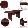 Flash Furniture 5 Piece Rustic Gray Oval Conference Table Set with 4 Black and Chrome LeatherSoft Executive Chairs(Mahogany)