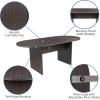 Flash Furniture 5 Piece Rustic Gray Oval Conference Table Set with 4 Black and Chrome LeatherSoft Executive Chairs(Rustic Gray)
