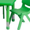 Flash Furniture Emmy 24”W x 48”L Rectangular Red Plastic Height Adjustable Activity Table Set with 4 Chairs(Green)