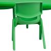 Flash Furniture Emmy 24”W x 48”L Rectangular Red Plastic Height Adjustable Activity Table Set with 4 Chairs(Green)