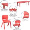 Flash Furniture Emmy 24”W x 48”L Rectangular Red Plastic Height Adjustable Activity Table Set with 4 Chairs(Red)