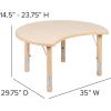 Flash Furniture Wren 25.125″W x 35.5″L Crescent Natural Plastic Height Adjustable Activity Table