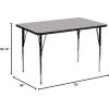 Flash Furniture Wren 36”W x 72”L Rectangular Red Thermal Laminate Activity Table – Standard Height Adjustable Legs(Grey)