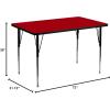Flash Furniture Wren 36”W x 72”L Rectangular Red Thermal Laminate Activity Table – Standard Height Adjustable Legs(Red)