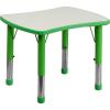 Flash Furniture 21.875”W x 26.625”L Rectangular Blue Plastic Height Adjustable Activity Table with Grey Top(Green)