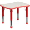 Flash Furniture 21.875”W x 26.625”L Rectangular Blue Plastic Height Adjustable Activity Table with Grey Top(Red)