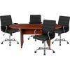Flash Furniture 5 Piece Rustic Gray Oval Conference Table Set with 4 Black and Chrome LeatherSoft Executive Chairs(Cherry)