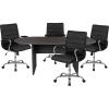 Flash Furniture 5 Piece Rustic Gray Oval Conference Table Set with 4 Black and Chrome LeatherSoft Executive Chairs(Rustic Gray)