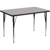 Flash Furniture Wren 36”W x 72”L Rectangular Red Thermal Laminate Activity Table – Standard Height Adjustable Legs(Grey)