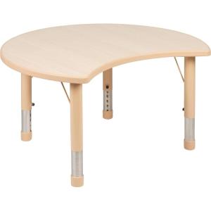 Flash Furniture Wren 25.125″W x 35.5″L Crescent Natural Plastic Height Adjustable Activity Table