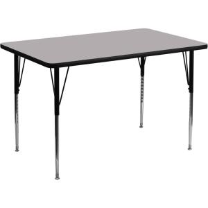 Flash Furniture Wren 36”W x 72”L Rectangular Red Thermal Laminate Activity Table – Standard Height Adjustable Legs(Grey)