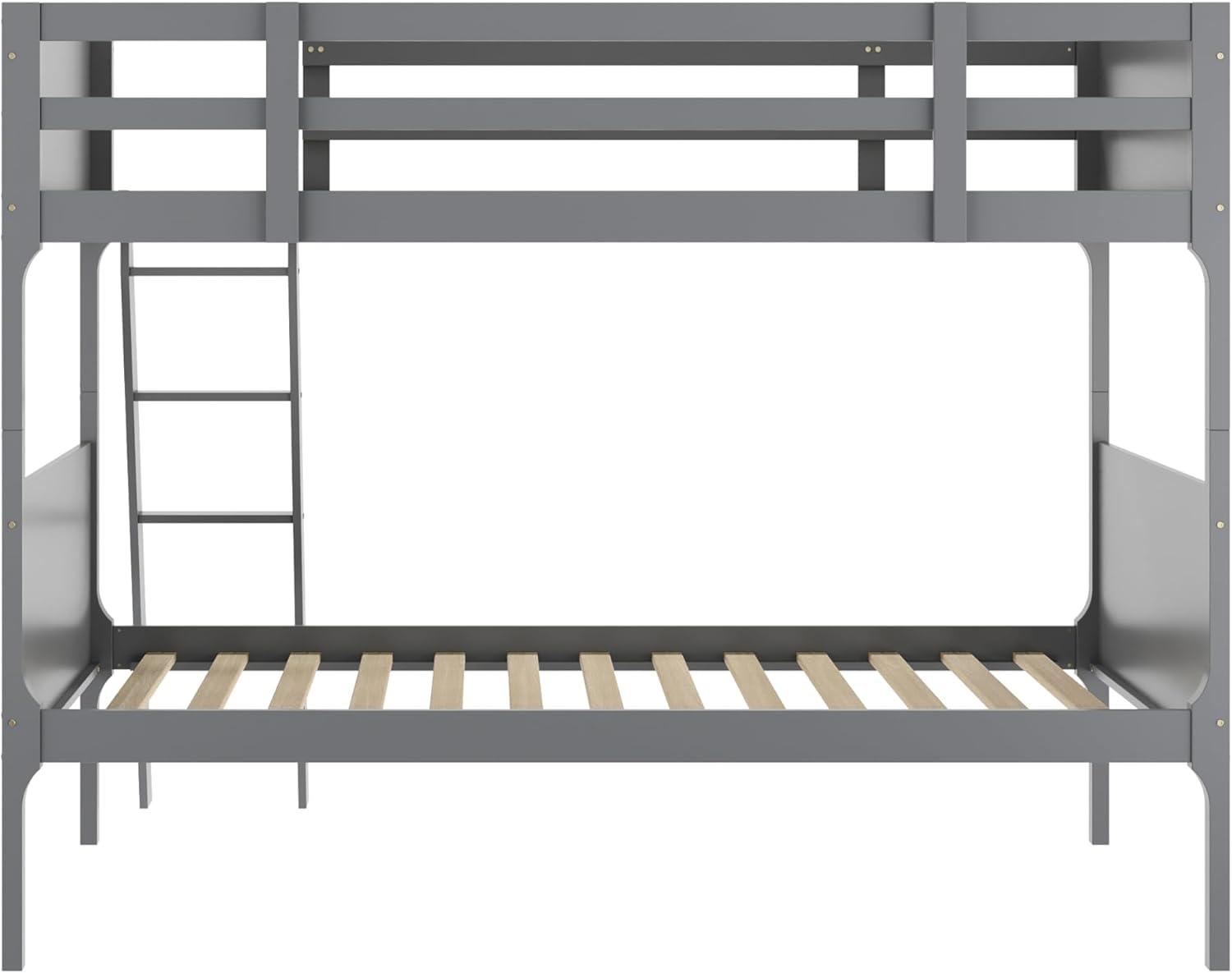 image:imageFlash Furniture Dallas TwinOverFull Convertible Wood Bunk Bed Slatted Wood Kids Bunk Bed Frame with Ladder No Box Spring Needed GrayGrey