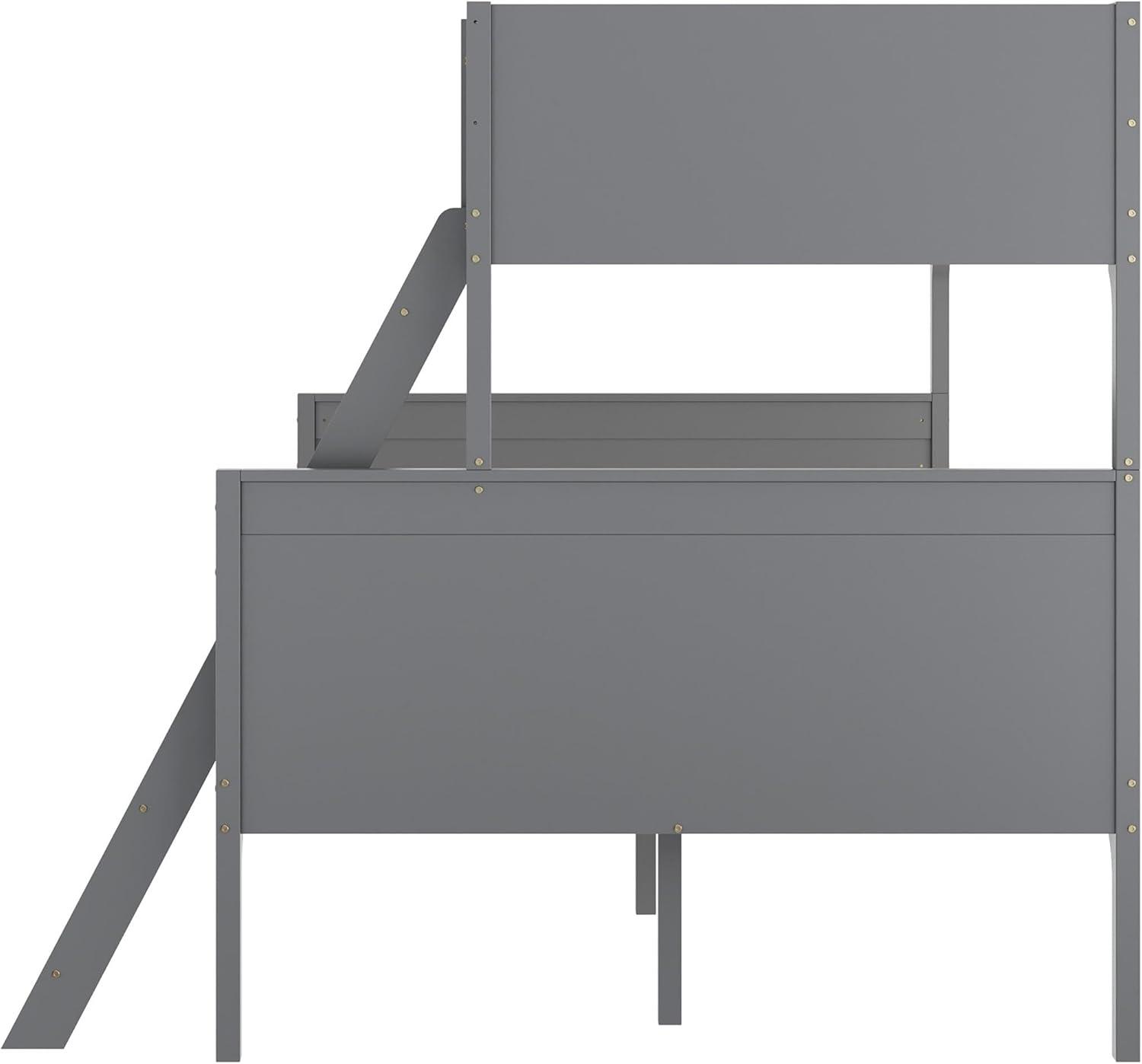 image:imageFlash Furniture Dallas TwinOverFull Convertible Wood Bunk Bed Slatted Wood Kids Bunk Bed Frame with Ladder No Box Spring Needed GrayGrey