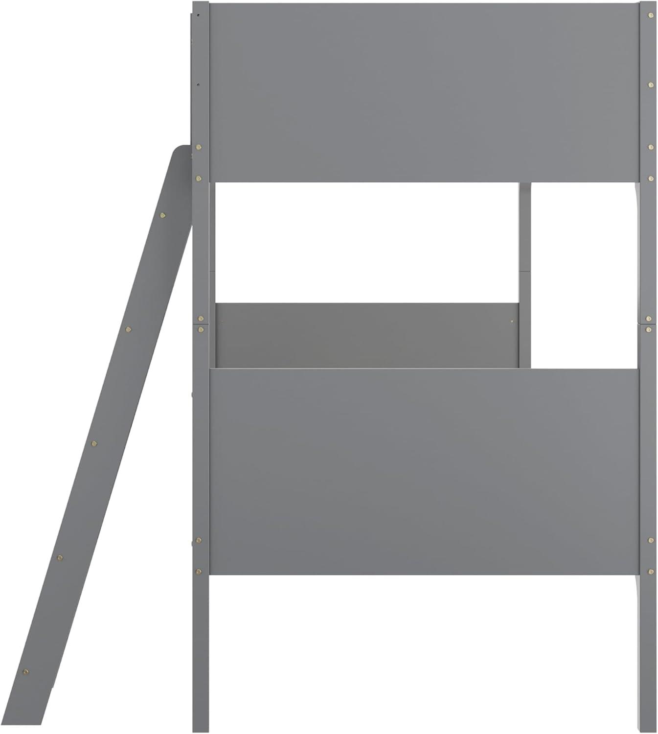 image:imageFlash Furniture Dallas TwinOverFull Convertible Wood Bunk Bed Slatted Wood Kids Bunk Bed Frame with Ladder No Box Spring Needed GrayGrey