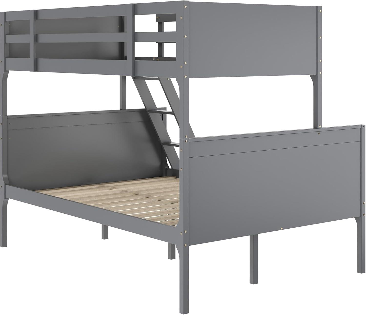 image:imageFlash Furniture Dallas TwinOverFull Convertible Wood Bunk Bed Slatted Wood Kids Bunk Bed Frame with Ladder No Box Spring Needed GrayGrey