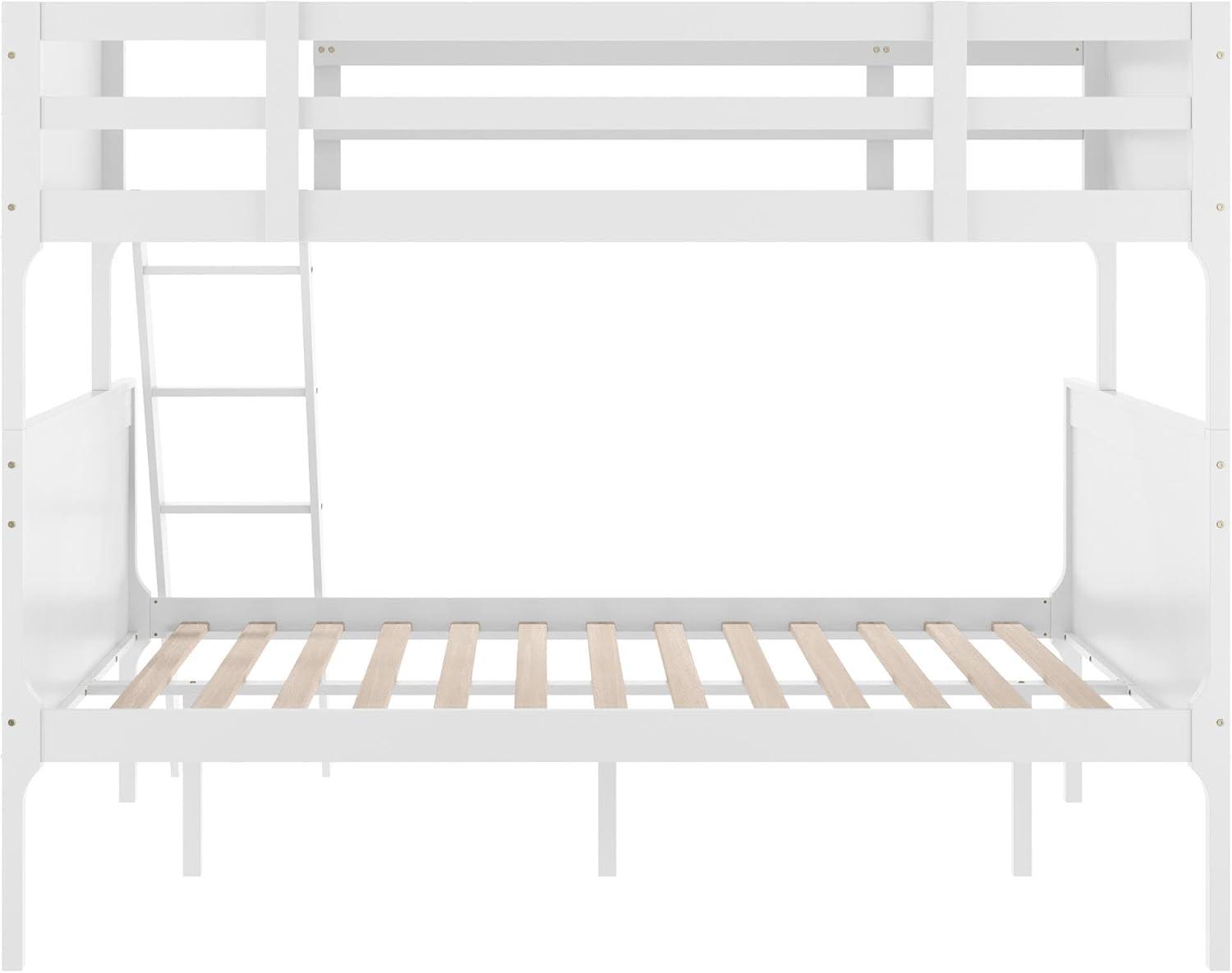 image:imageFlash Furniture Dallas TwinOverFull Convertible Wood Bunk Bed Slatted Wood Kids Bunk Bed Frame with Ladder No Box Spring Needed GrayWhite