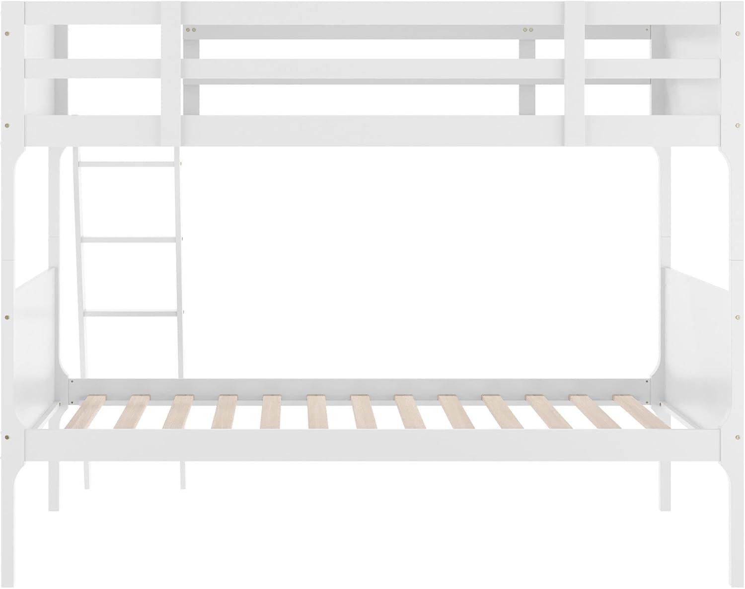 image:imageFlash Furniture Dallas TwinOverFull Convertible Wood Bunk Bed Slatted Wood Kids Bunk Bed Frame with Ladder No Box Spring Needed GrayWhite