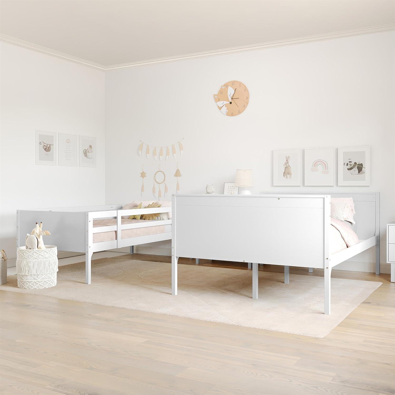 image:imageFlash Furniture Dallas TwinOverFull Convertible Wood Bunk Bed Slatted Wood Kids Bunk Bed Frame with Ladder No Box Spring Needed GrayWhite