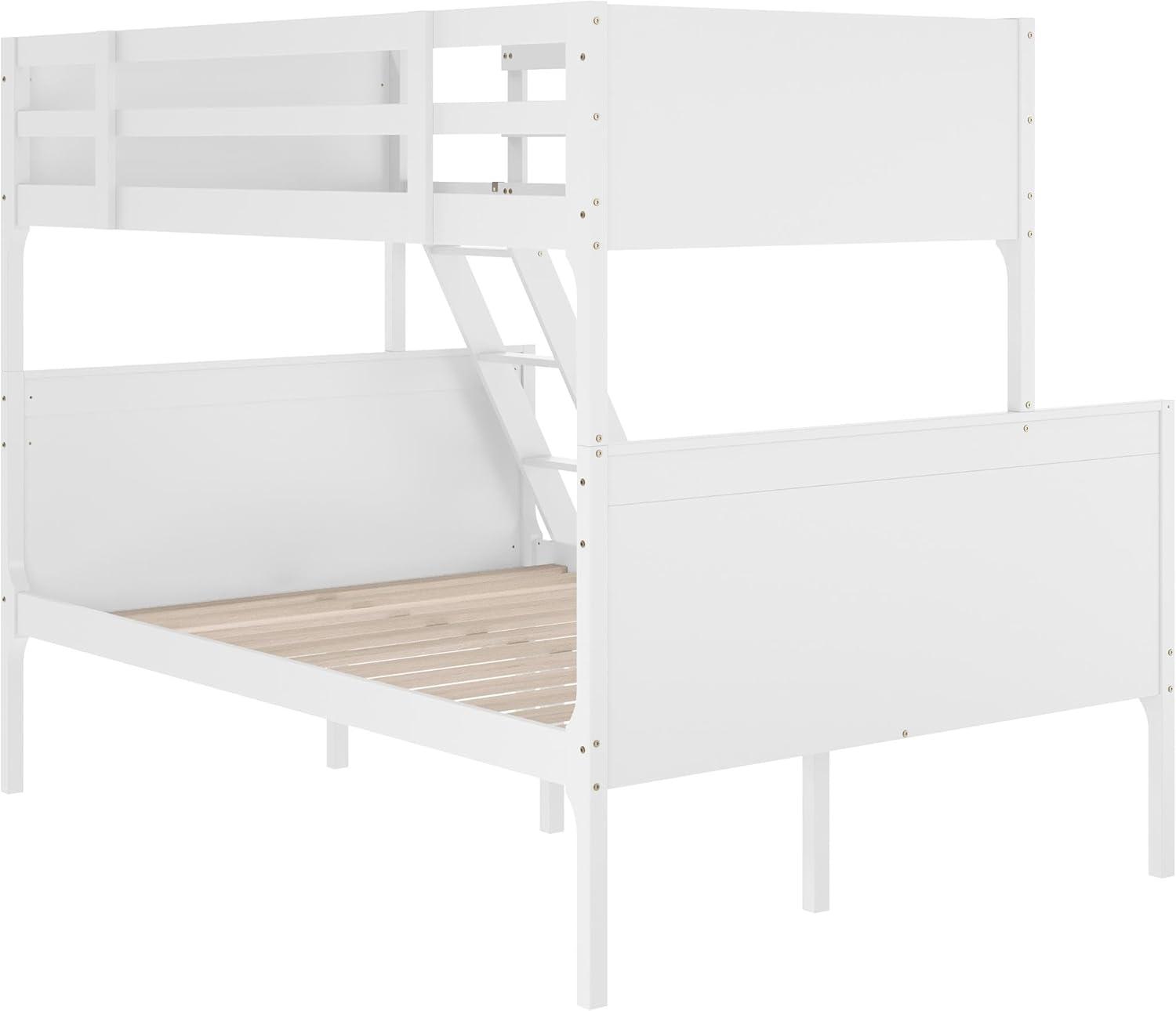 image:imageFlash Furniture Dallas TwinOverFull Convertible Wood Bunk Bed Slatted Wood Kids Bunk Bed Frame with Ladder No Box Spring Needed GrayWhite