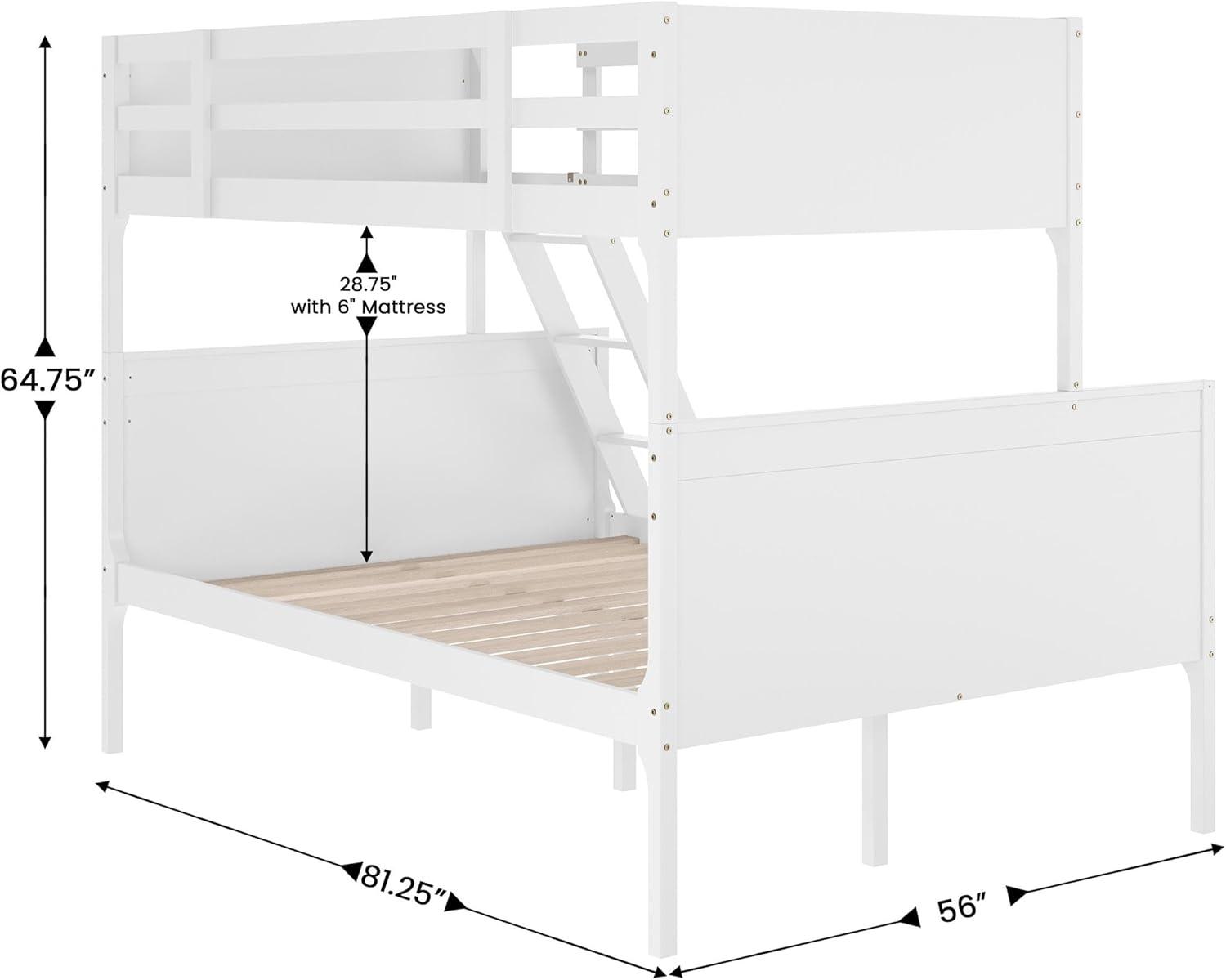 image:imageFlash Furniture Dallas TwinOverFull Convertible Wood Bunk Bed Slatted Wood Kids Bunk Bed Frame with Ladder No Box Spring Needed GrayWhite