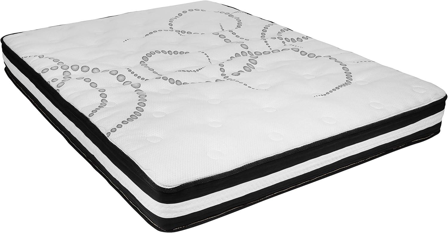 image:imageFlash Furniture Roxbury King Size Tufted Upholstered Platform Bed in Black Fabric with 10 Inch CertiPURUS Certified Pocket Spring MattressLight Gray