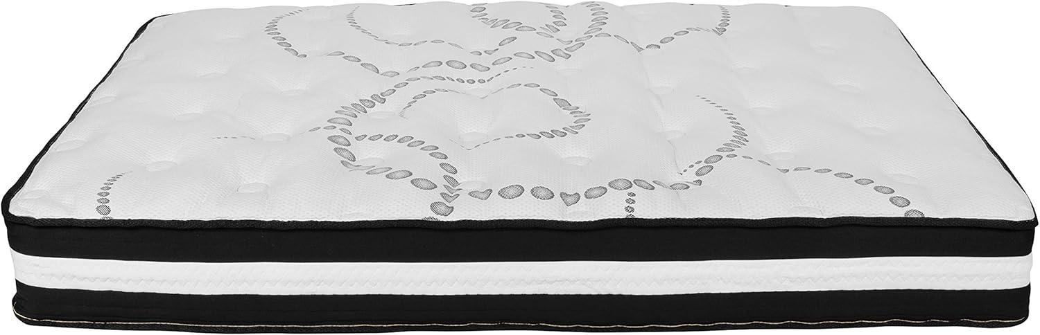 image:imageFlash Furniture Roxbury King Size Tufted Upholstered Platform Bed in Black Fabric with 10 Inch CertiPURUS Certified Pocket Spring MattressLight Gray