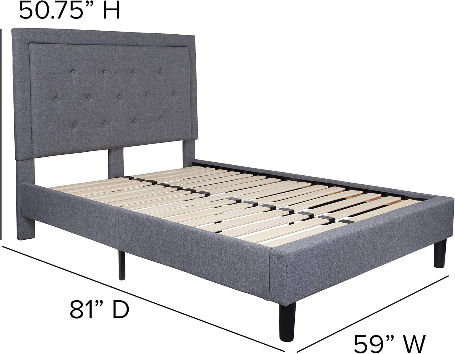 image:imageFlash Furniture Roxbury King Size Tufted Upholstered Platform Bed in Black Fabric with 10 Inch CertiPURUS Certified Pocket Spring MattressLight Gray