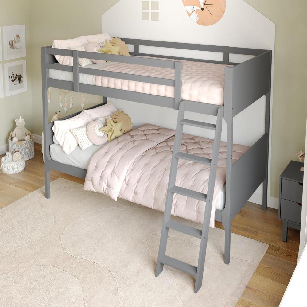 image:imageFlash Furniture Dallas TwinOverFull Convertible Wood Bunk Bed Slatted Wood Kids Bunk Bed Frame with Ladder No Box Spring Needed GrayGrey