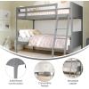 Flash Furniture Dallas Twin-Over-Full Convertible Wood Bunk Bed, Slatted Wood Kids Bunk Bed Frame with Ladder, No Box Spring Needed, Gray(Grey)