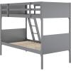 Flash Furniture Dallas Twin-Over-Full Convertible Wood Bunk Bed, Slatted Wood Kids Bunk Bed Frame with Ladder, No Box Spring Needed, Gray(Grey)