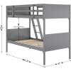 Flash Furniture Dallas Twin-Over-Full Convertible Wood Bunk Bed, Slatted Wood Kids Bunk Bed Frame with Ladder, No Box Spring Needed, Gray(Grey)