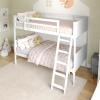 Flash Furniture Dallas Twin-Over-Full Convertible Wood Bunk Bed, Slatted Wood Kids Bunk Bed Frame with Ladder, No Box Spring Needed, Gray(White)