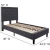 Flash Furniture Roxbury King Size Tufted Upholstered Platform Bed in Black Fabric with 10 Inch CertiPUR-US Certified Pocket Spring Mattress(Dark Gray)