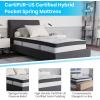 Flash Furniture Roxbury King Size Tufted Upholstered Platform Bed in Black Fabric with 10 Inch CertiPUR-US Certified Pocket Spring Mattress(Light Gray)