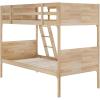 Flash Furniture Dallas Twin-Over-Full Convertible Wood Bunk Bed, Slatted Wood Kids Bunk Bed Frame with Ladder, No Box Spring Needed, Gray(Natural)