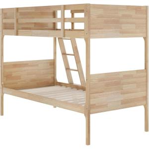 Flash Furniture Dallas Twin-Over-Full Convertible Wood Bunk Bed, Slatted Wood Kids Bunk Bed Frame with Ladder, No Box Spring Needed, Gray(Natural)