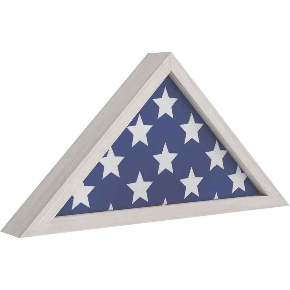 image:imageFlash Furniture Sheehan Memorial Flag Display Case Rustic Brown Solid Wood Military Flag Display Case for 95 x 5 American Veteran FlagWhite Wash