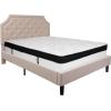 Flash Furniture Brighton Queen Size Tufted Upholstered Platform Bed in Beige Fabric with Memory Foam Mattress(Beige)