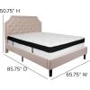 Flash Furniture Brighton Queen Size Tufted Upholstered Platform Bed in Beige Fabric with Memory Foam Mattress(Beige)