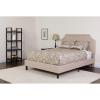 Flash Furniture Brighton Queen Size Tufted Upholstered Platform Bed in Beige Fabric with Memory Foam Mattress(Beige)