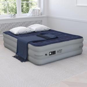 Flash Furniture Kellos 18 inch Air Mattress with ETL Certified Internal Electric Pump and Carrying Case – Queen Blue(Queen)